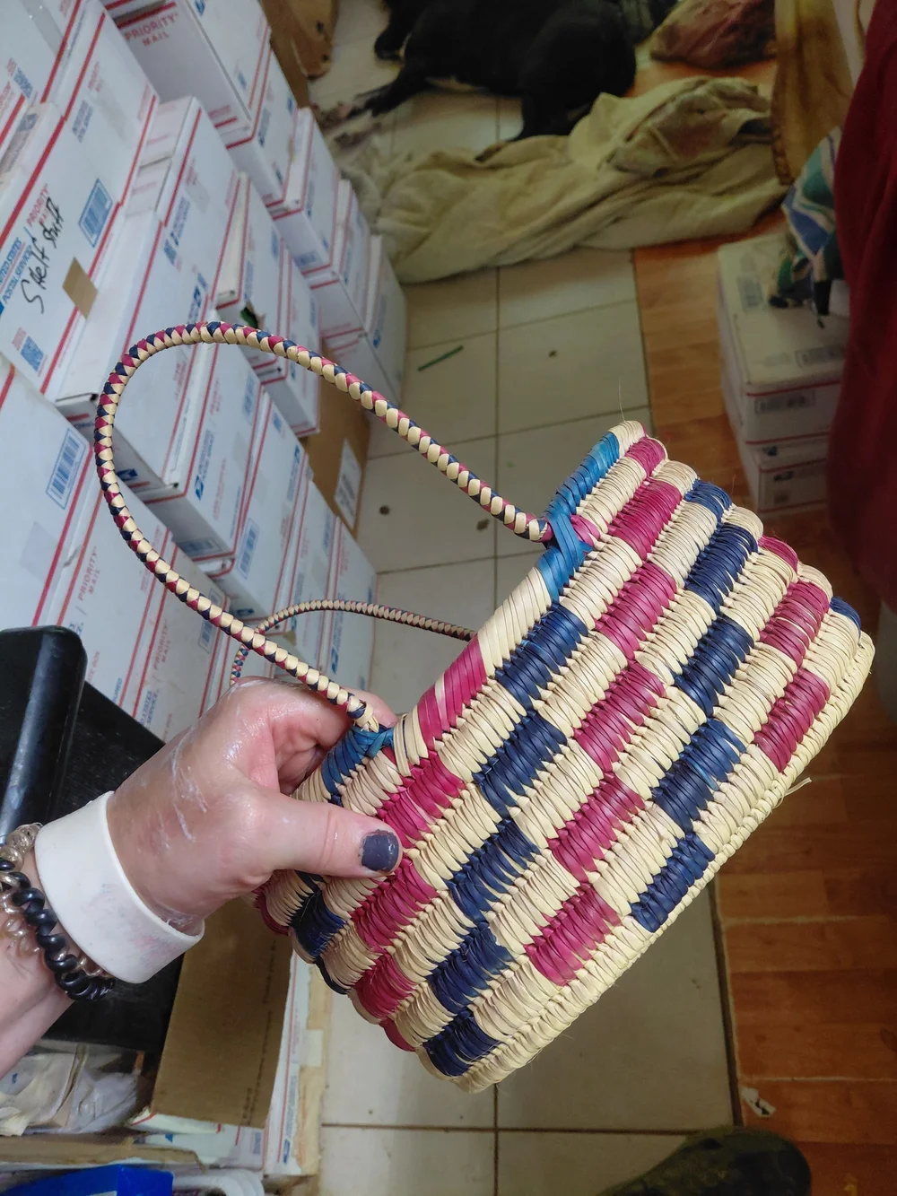 authentic handwoven Bolga market basket from Ghana